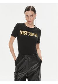 Just Cavalli T-Shirt 75PAHT00 Czarny Regular Fit. Kolor: czarny. Materiał: bawełna