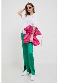 DKNY - Dkny bluzka damska kolor biały gładka. Kolor: biały. Materiał: materiał. Długość: krótkie. Wzór: gładki. Styl: klasyczny #5