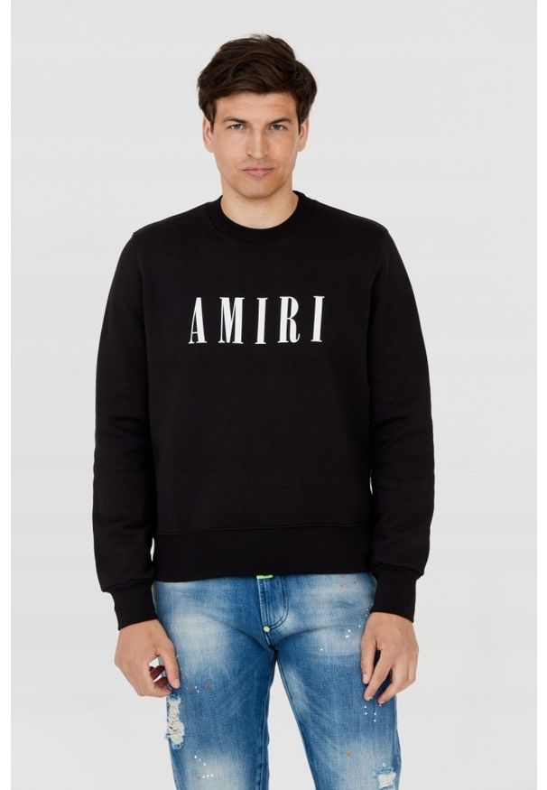 Amiri - AMIRI Czarna bluza męska z dużym białym logo, Rozmiar S. Kolor: czarny
