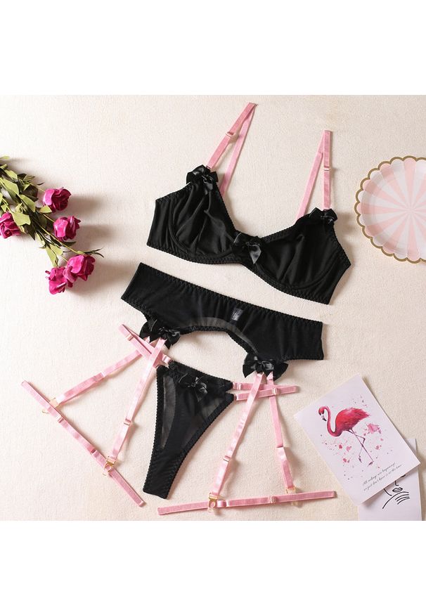 Intica - Komplet bielizny z miękkiego materiału z regulowanymi paskami Mirtha. Kolor: wielokolorowy. Materiał: materiał. Wzór: paski