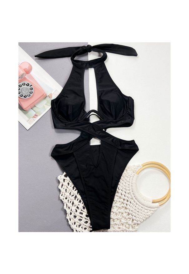 Intica - Strój kąpielowy z wycięciami na plażę i basen Majram. Kolor: czarny. Materiał: materiał