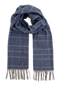 FRAAS - szale męskie - Niebieski szalik męski w kratę glencheck F3 - FRAAS Cashmink. Kolor: niebieski. Materiał: syntetyk, poliakryl, kaszmir, tkanina, skóra, wełna, materiał, włókno #1