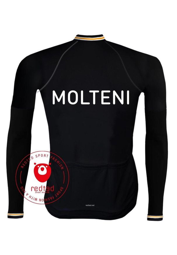 REDTED - Koszulka kolarska Molteni Vintage (POLAR) - CZERWONY - Czarny. Kolor: wielokolorowy, pomarańczowy, czarny. Materiał: poliester. Sport: kolarstwo