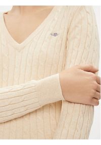 GANT - Gant Sweter 4800101 Écru Slim Fit. Materiał: bawełna