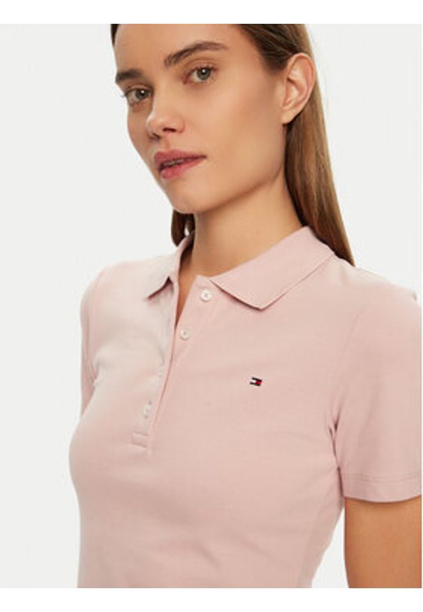 TOMMY HILFIGER - Tommy Hilfiger Polo 1985 WW0WW43225 Różowy Slim Fit. Typ kołnierza: polo. Kolor: różowy. Materiał: bawełna