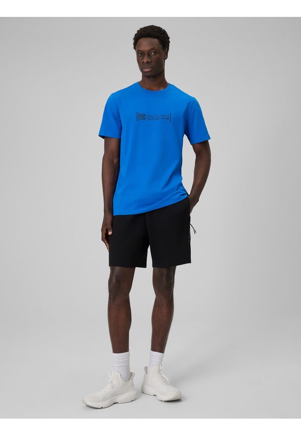 4f - 4F T-shirt regular z nadrukiem męski - niebieski 3XL. Okazja: na spacer, na co dzień. Kolor: niebieski. Materiał: dzianina, bawełna. Wzór: nadruk. Styl: casual