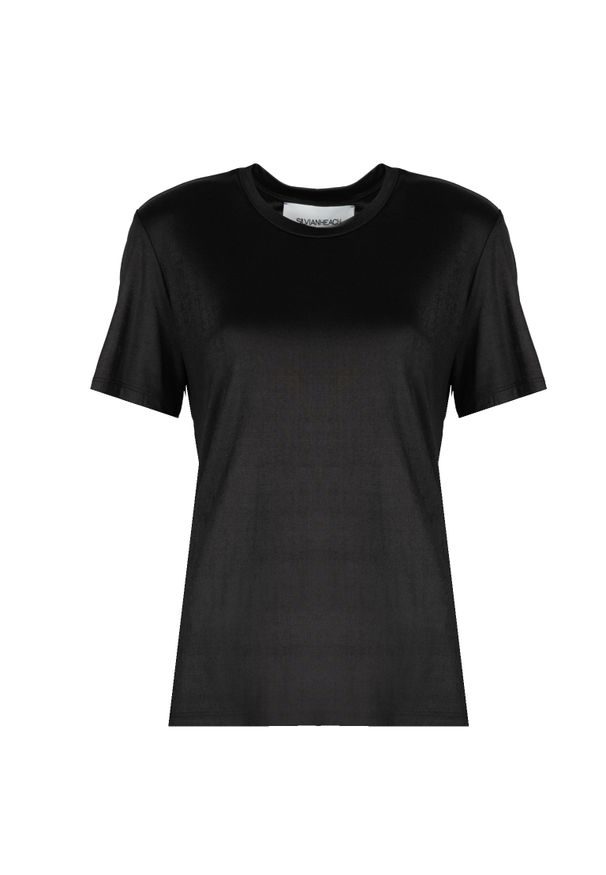Silvian Heach T-Shirt | GPP23443TS | Kobieta | Czarny. Okazja: na co dzień. Kolor: czarny. Materiał: poliester, elastan. Długość rękawa: krótki rękaw. Długość: krótkie. Styl: casual