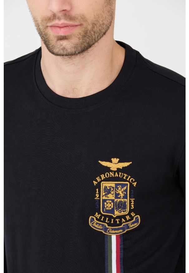 Aeronautica Militare - AERONAUTICA MILITARE Czarny longsleeve. Kolor: czarny. Długość rękawa: długi rękaw