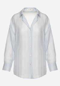 Born2be - Jasnoniebieska Koszula o Kroju Oversize Dolamana. Okazja: na co dzień. Typ kołnierza: kołnierzyk klasyczny. Kolor: niebieski. Materiał: jeans. Długość rękawa: długi rękaw. Długość: długie. Styl: klasyczny, casual, elegancki #5