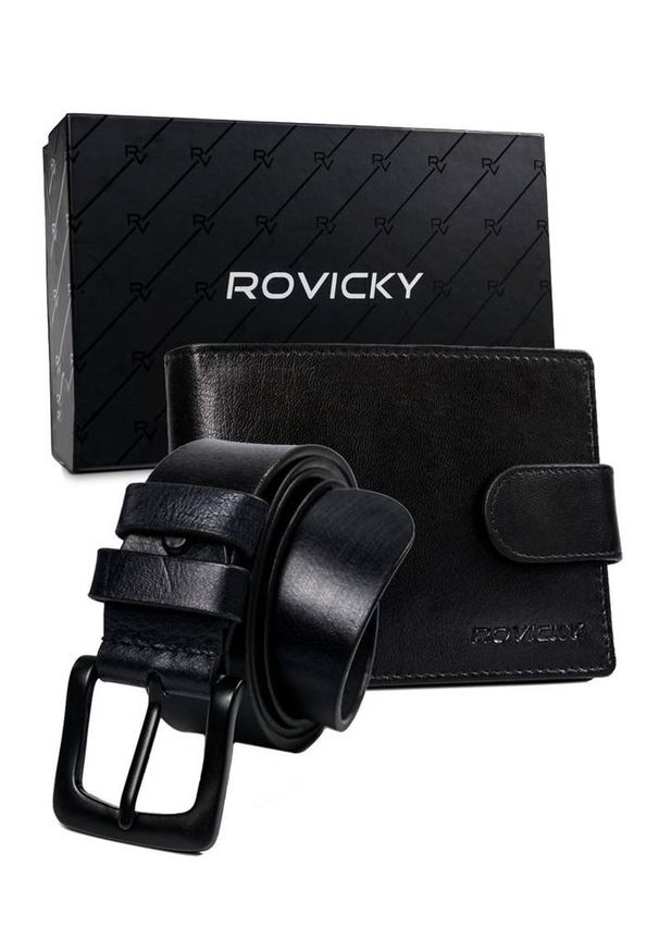 ROVICKY - Zestaw portfel i pasek Rovicky R-N992L-110-T-5881 B. Materiał: skóra