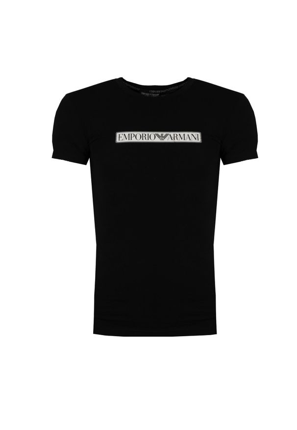 Emporio Armani T-shirt C-neck | 1110353-F517 | Mężczyzna | Czarny. Okazja: na co dzień. Kolor: czarny. Materiał: elastan, bawełna. Wzór: napisy. Styl: casual, klasyczny