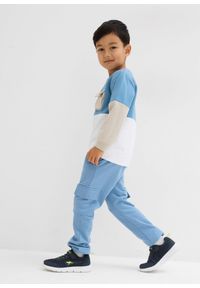 bonprix - Bluza z kieszenią, z miękkiej mieszanki bawełny. Kolor: niebieski. Materiał: bawełna. Wzór: kolorowy
