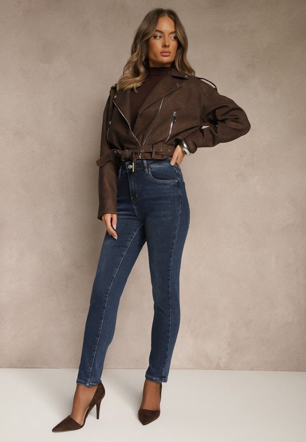 Renee - Niebieskie Jeansy o Fasonie Skinny Regular Waist Razella. Kolor: niebieski. Długość: krótkie. Styl: klasyczny