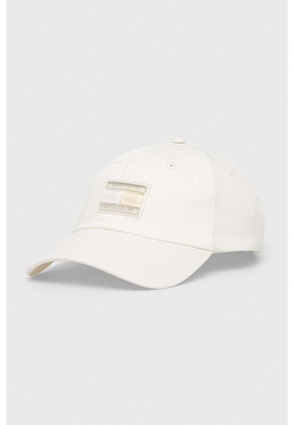 Tommy Jeans czapka z daszkiem bawełniana kolor biały wzorzysta. Kolor: biały. Materiał: bawełna