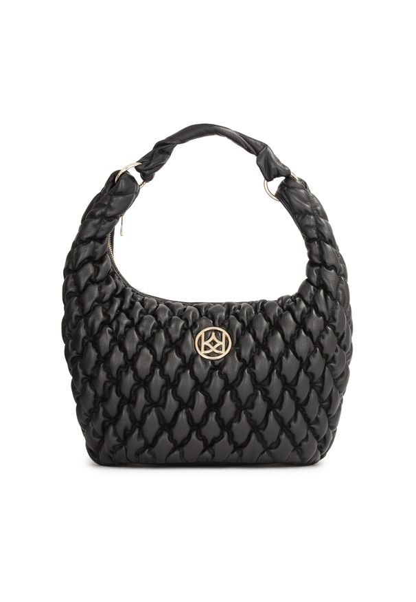 Kazar - Duża torebka na ramię w pikowany wzór. Kolor: czarny. Materiał: skórzane. Rozmiar: duże. Styl: casual. Rodzaj torebki: na ramię