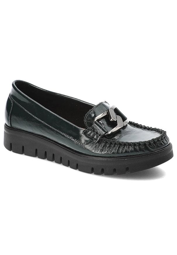 Zielone Półbuty Lemar Damskie Eleganckie Obuwie. Okazja: na co dzień, do pracy. Kolor: zielony. Materiał: jeans, skóra. Styl: elegancki