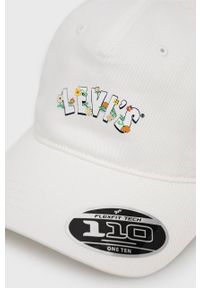 Levi's® - Levi's czapka kolor biały z nadrukiem. Kolor: biały. Wzór: nadruk. Styl: biznesowy #2