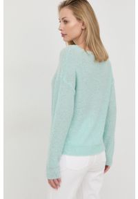Liu Jo sweter z domieszką wełny damski lekki. Kolor: turkusowy. Materiał: wełna. Długość rękawa: długi rękaw. Długość: długie