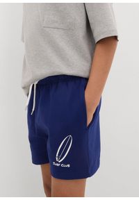 bonprix - Szorty dresowe z bawełny organicznej. Kolor: niebieski. Materiał: dresówka, bawełna