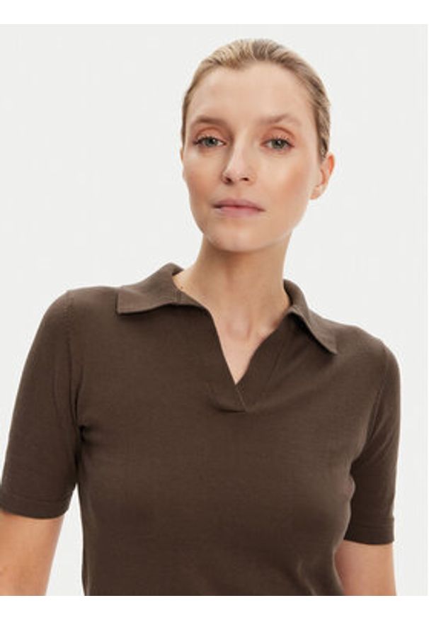 Weekend Max Mara Polo Roncolo 2525366071 Brązowy Regular Fit. Typ kołnierza: polo. Kolor: brązowy. Materiał: bawełna