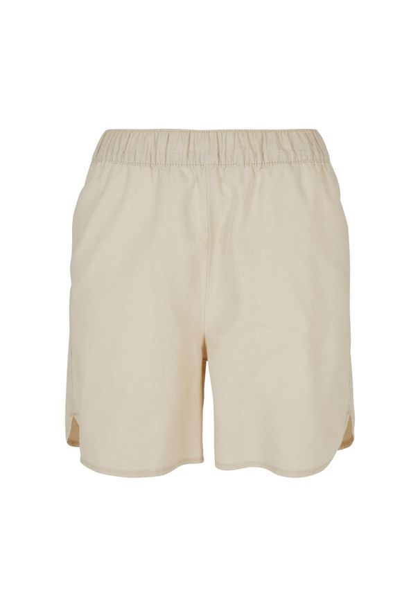 Damskie spodenki z domieszką lnu Urban Classics. Kolor: beżowy. Materiał: len. Długość: krótkie. Sezon: lato