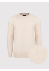 Pako Lorente - PAKO LORENTE – Beżowy sweter męski o-neck. Kolor: beżowy, niebieski. Materiał: wiskoza, poliamid. Wzór: gładki. Sezon: wiosna #7