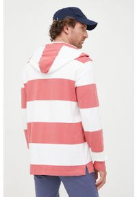 Polo Ralph Lauren bluza bawełniana męska kolor czerwony z kapturem wzorzysta. Okazja: na co dzień. Typ kołnierza: polo, kaptur. Kolor: czerwony. Materiał: bawełna. Długość: krótkie. Styl: casual