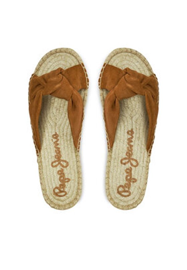 Pepe Jeans Espadryle Siva Knot PLS90664 Brązowy. Kolor: brązowy. Materiał: skóra, zamsz