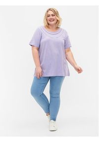 Zizzi T-Shirt V50220A Fioletowy Regular Fit. Kolor: fioletowy. Materiał: bawełna #6
