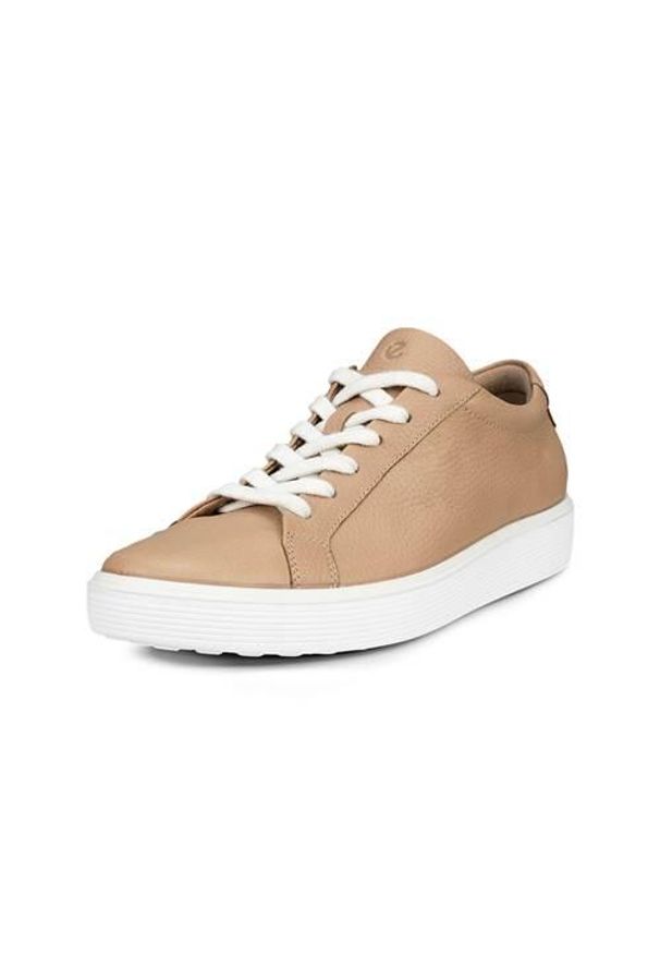 ecco - Buty do chodzenia damskie Ecco Sneaker Soft 60. Kolor: brązowy. Materiał: skóra. Szerokość cholewki: normalna. Sport: turystyka piesza