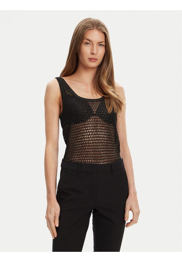 Guess Top W5YR29 Z37G0 Czarny Regular Fit. Kolor: czarny. Materiał: syntetyk