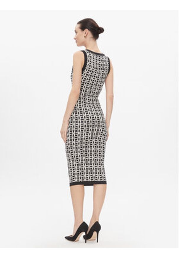 Elisabetta Franchi Sukienka dzianinowa AM-55Z-41E2-V460 Czarny Slim Fit. Kolor: czarny. Materiał: wiskoza, syntetyk