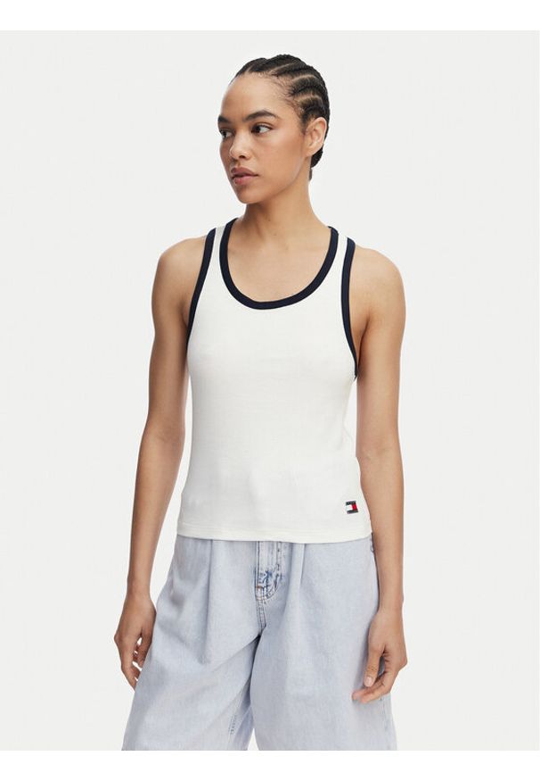 TOMMY HILFIGER - Tommy Hilfiger Top UW0UW06308 Biały Regular Fit. Kolor: biały. Materiał: bawełna