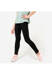 DOMYOS - Legginsy dziecięce Domyos S500. Kolekcja: plus size. Kolor: czarny. Materiał: elastan, materiał, poliester. Styl: sportowy