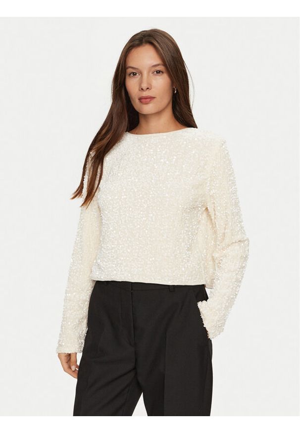 only - ONLY Bluzka Lanika 15339412 Écru Regular Fit. Materiał: syntetyk