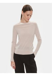 Calvin Klein Sweter K20K205777 Beżowy Regular Fit. Kolor: beżowy. Materiał: wełna