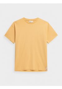 outhorn - T-shirt oversize z nadrukiem męski - żółty. Okazja: na co dzień. Kolor: żółty. Materiał: jersey, bawełna. Wzór: nadruk. Styl: casual