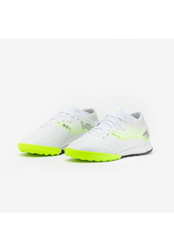 KIPSTA - Buty piłkarskie Kipsta Viralto IV Turf Skóra Premium. Kolor: biały. Materiał: skóra. Szerokość cholewki: normalna. Sport: piłka nożna