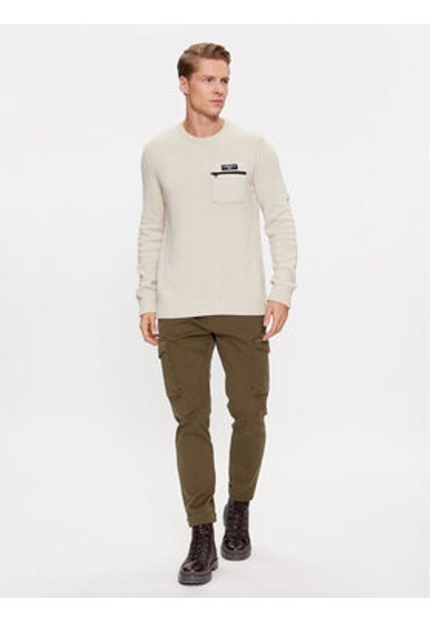 Aeronautica Militare Sweter 232MA1460L518 Écru Regular Fit. Materiał: bawełna