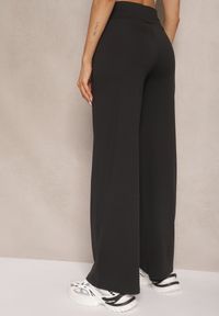 Renee - Czarne Spodnie z Bawełną o Szerokim Kroju High Waist Efleria. Okazja: na co dzień. Stan: podwyższony. Kolor: czarny. Materiał: bawełna. Sezon: lato, wiosna. Styl: casual, elegancki