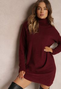 Renee - Bordowa Sukienka Milana. Typ kołnierza: golf. Kolor: czerwony. Materiał: dzianina. Długość rękawa: długi rękaw #4