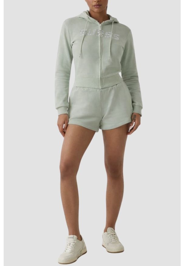 Guess - GUESS Zielona damska bluza z cyrkoniami Primula, Rozmiar M. Kolor: zielony