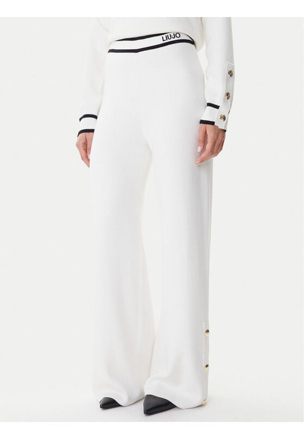 Liu Jo Sport Spodnie dzianinowe TF5252 MS59L Écru Regular Fit. Materiał: syntetyk. Styl: sportowy