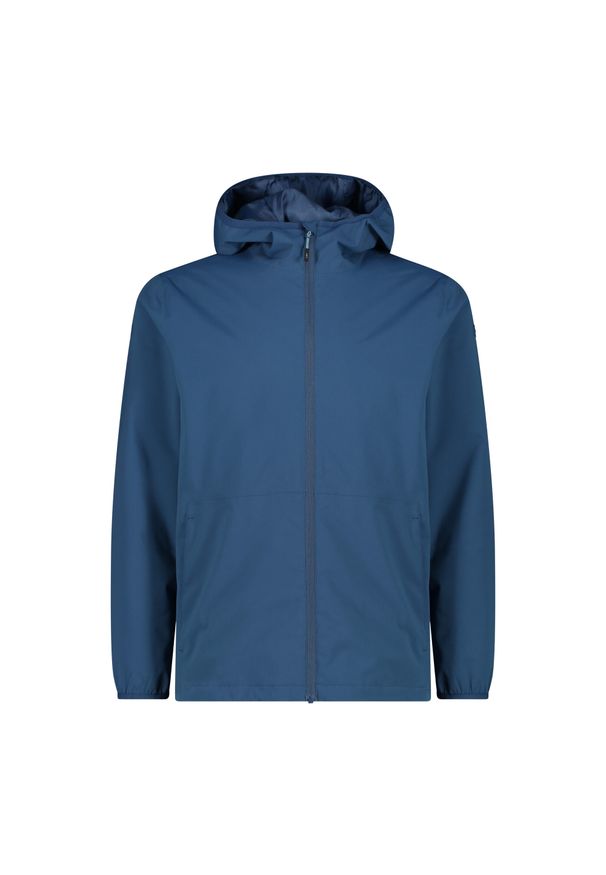Kurtka przeciwdeszczowa z stałym kapturem CMP. Kolor: niebieski. Materiał: softshell. Sport: turystyka piesza