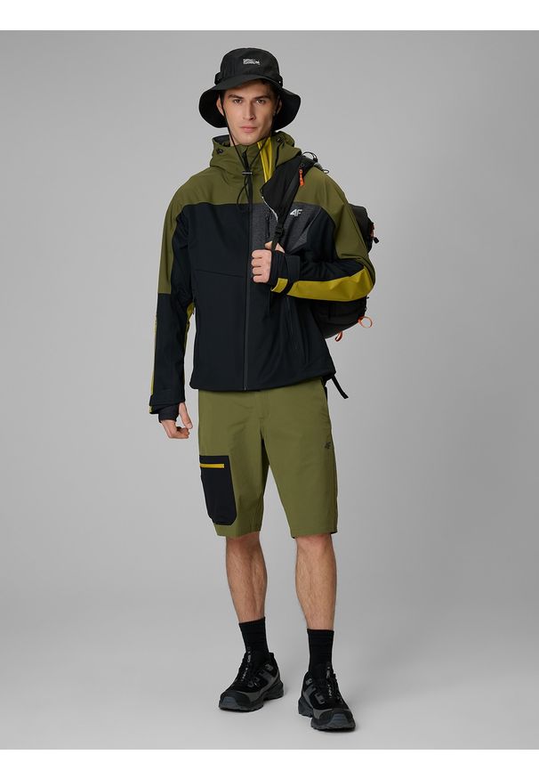 4f - 4F Spodenki trekkingowe szybkoschnące męskie - khaki XXL. Kolor: brązowy, oliwkowy, wielokolorowy. Materiał: materiał, tkanina. Długość: długie. Sezon: lato. Sport: turystyka piesza