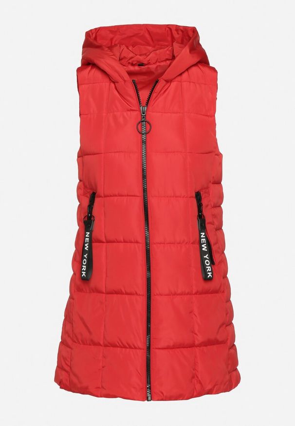 Born2be - Czerwona Pikowana Kamizelka Bezrękawnik z Kieszeniami i Wysokim Kołnierzem Bellamis. Kolor: czerwony. Długość rękawa: bez rękawów. Styl: elegancki