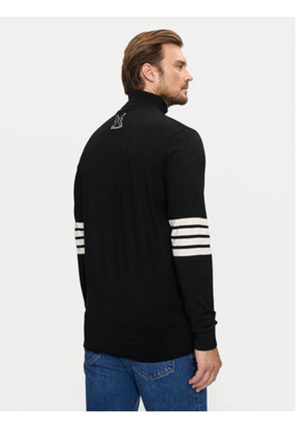 Richmond X Golf Artus UMA24102LU Czarny Regular Fit. Typ kołnierza: golf. Kolor: czarny. Materiał: wiskoza, syntetyk