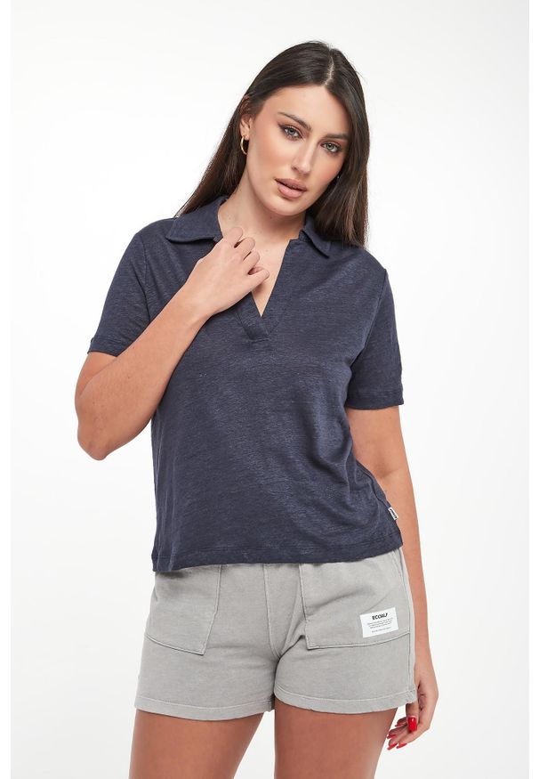 Ecoalf - Polo damskie lniane Troms ECOALF. Typ kołnierza: polo. Materiał: len