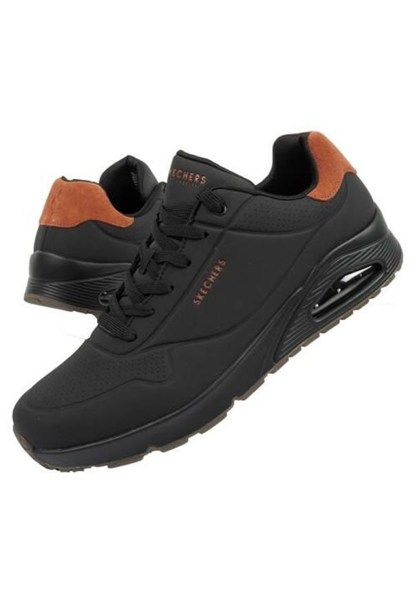skechers - Buty do chodzenia męskie Skechers Uno. Kolor: czarny. Materiał: materiał, syntetyk. Szerokość cholewki: normalna. Sport: turystyka piesza