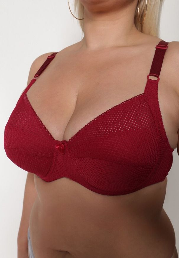 Born2be - Bordowy Biustonosz z Regulowanymi Ramiączkami Xoviana. Kolekcja: plus size. Kolor: czerwony
